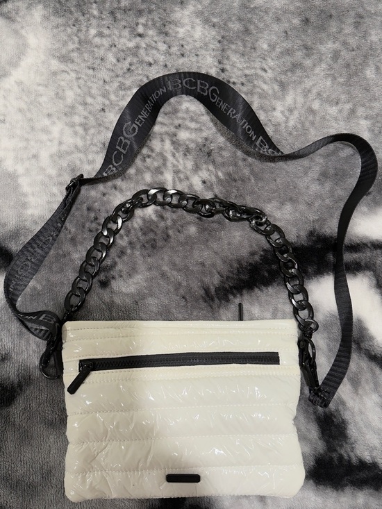BCBGeneration Handbags - BCBGeneration White Quilted Crossbody Bag with Black Chain and Logo Strap